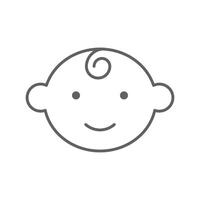 Smiling baby boy head in line style. Editable stroke vector