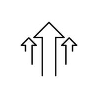 Line Art Icon of Three Arrows Pointing Up. Business Growth and Positive Trend Indicator. Success Direction vector