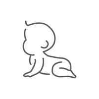 Small child crawling icon linear silhouette design. Editable stroke vector