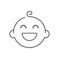 Happy boy head icon. Simple outline style. Thin line symbol isolated. Face of baby boy. Editable stroke vector