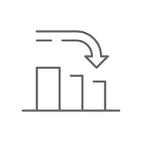 Editable Stroke Line Icon of Falling Graph with Curved Arrow Representing Financial Decline Analytics and Business Loss vector