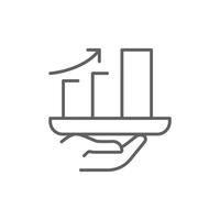 Line Art Bar Graph Showing Consumption Growth. Business Development and Statistical Data Icon. Editable Stroke Investment Progress Outline vector