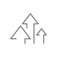 Minimal Stroke Outline of Three Up Arrows Indicating Growth Expansion and Financial Progress Editable vector