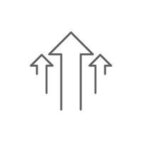 Line Art Icon of Three Arrows Pointing Up. Business Growth and Positive Trend Indicator. Editable Stroke Success Direction vector
