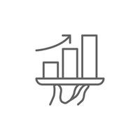 Editable Stroke Icon for Market Growth and Consumption Trends. Upward Arrow Bar Chart Representing Financial Success and Data Analysis vector