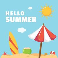 Hand drawn Hello summer design background vector