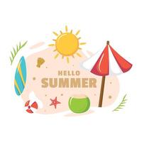 Hand drawn summer cartoon design event and background vector