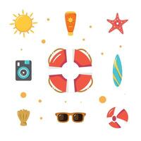 Hand drawn summer time elements set collection vector