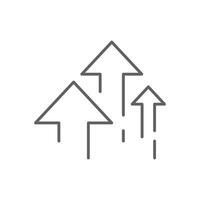 Multiple Upward Arrows Outline Icon Editable Stroke Representing Growth Progress Increase and Positive Trend vector
