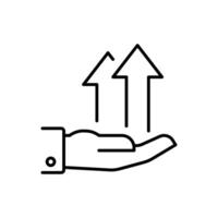 Outline Icon Hand Showing Arrows Pointing Upwards Representing Development Success and Forward Movement vector