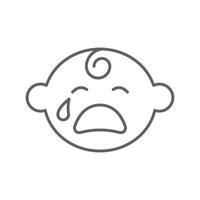 Linear icon of baby boy crying isolated outline style. Editable stroke vector