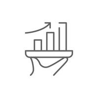 Outline Growth Bar Chart Icon with Upward Arrow. Business Progress and Financial Increase Line Art. Editable Stroke Data Analysis Symbol vector