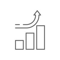 Outline Line Style Business Chart with Increasing Bars and Curved Arrow Editable Stroke Icon for Growth Finance and Strategy vector