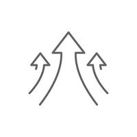Editable Stroke Outline Icon. Triple Upward Arrows Representing Improvement Progress and Forward Movement Direction vector