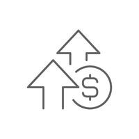Outline Cost Rising Icon with Upward Arrows and Dollar Symbol Financial Increase Line Art Editable Stroke Expense Growth vector