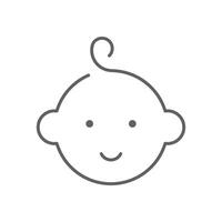 Happy little boy face icon simple outline. Editable stroke vector