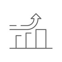 Editable Stroke Icon of Upward Curve Arrow and Bar Graph in Outline Style Showing Financial Success and Analytics vector