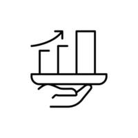 Line Art Bar Graph Showing Consumption Growth. Business Development and Statistical Data Icon. Investment Progress Outline vector
