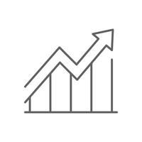 Editable Stroke Outline Icon for Economic Growth and Revenue Rise Financial Performance Chart with Upward Arrow Symbol vector