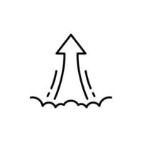 Icon of Arrow Launch in Outline and Line Style Concept of Takeoff Progress Increase and Innovation vector