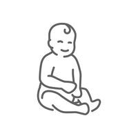 Sitting infant icon simple linear style. Editable stroke vector