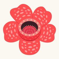 Vibrant illustration of a Rafflesia arnoldii, the world's largest flower, also known as the corpse lily. Features its iconic red petals with light spots and unique central disc. vector