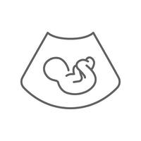Ultrasound of fetus line icon. Concept of baby in womb mother, pregnancy and health, examination procedure of embryo, placenta, umbilical cord. emblem for gestational center. Editable stroke vector