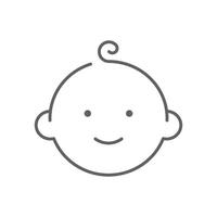 Happy boy head icon. Simple outline style. Thin line symbol isolated. Face of baby. Editable stroke vector