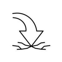 Outline Icon Showing Arrow Crashing Down Representing Crisis Failure and Negative Impact vector