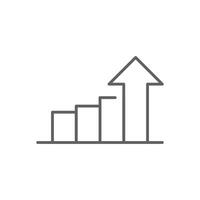 Upward Trend Bar Chart with Arrow Outline Line Icon Editable Stroke for Business Growth Performance and Analysis vector