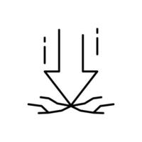 Outline Icon Showing Downward Impact Breaking Surface Representing Crisis Damage and Stress vector