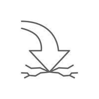 Outline Downward Crashing Arrow Icon Failure Line Art Editable Stroke Impact and Crisis Symbol vector