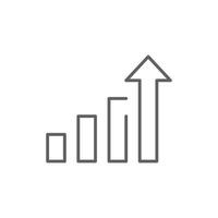 Growth Chart Arrow Icon in Outline Line Style with Editable Stroke Representing Business Progress Success and Data Analytics vector