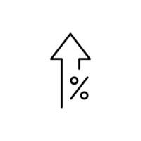 Minimal Outline Percent and Upward Arrow Indicating Rise in Numbers Statistics Finance or Economic Data vector