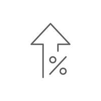 Up Arrow with Percentage Symbol Outline Icon Editable Stroke Representing Growth Interest Rate or Inflation Increase vector