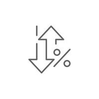 Up and Down Arrows with Percentage Symbol Line Icon Showing Market Fluctuation or Interest Rate Volatility vector