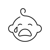 Crying baby face icon boy version. vector