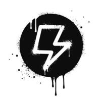 Spray painted graffiti Electric lightning flash, Lightning bolt in black over white. Drops of sprayed thunder bolt symbol isolated on white background vector