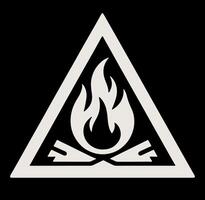 White triangle with a fire in it vector