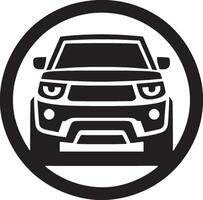 Black and white image of a car in a circle vector