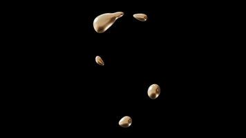 Motion graphic with golden liquid number 9 on transparent background, with alpha channel. Isolated 3D animation with numeral nine. Ninth Birthday or anniversary. Fluid, molten gold effect. video