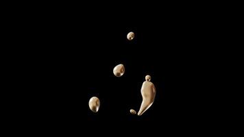 Motion graphic with golden liquid number 3 on transparent background, with alpha channel. Isolated 3D animation with numeral three. Third Birthday or anniversary. Fluid, molten gold effect. video