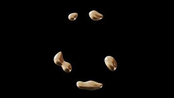 Motion graphic with golden liquid number 6 on transparent background, with alpha channel. Isolated 3D animation with numeral six. Sixth Birthday or anniversary. Fluid, molten gold effect. video