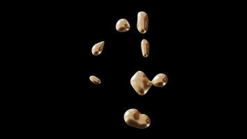 Motion graphic with golden liquid number 4 on transparent background, with alpha channel. Isolated 3D animation with numeral four. Fourth Birthday or anniversary. Fluid, molten gold effect. video