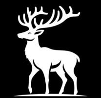 White deer illustration with a black background vector