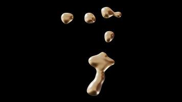 Motion graphic with golden liquid number 7 on transparent background, with alpha channel. Isolated 3D animation with numeral seven. Seventh Birthday or anniversary. Fluid, molten gold effect. video