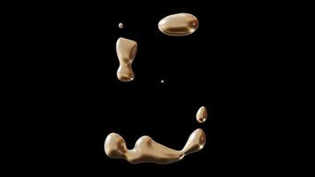 Motion graphic with golden liquid number 5 on transparent background, with alpha channel. Isolated 3D animation with numeral five. Fifth Birthday or anniversary. Fluid, molten gold effect. video