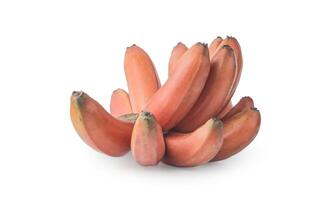 red bananas on a white background. The bananas are arranged in a cluster and are a bright red color. The bananas are ripe and ready to eat photo