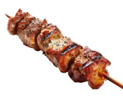 Spiced grilled meat kebabs on skewers for summer BBQs png