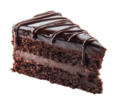 Decadent chocolate cake slice with rich frosting png